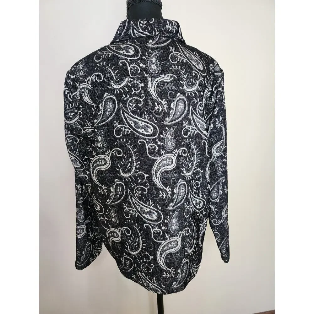 Draper's‎ & Diamonds Large Paisley Woven Black & White Button Down Blazer